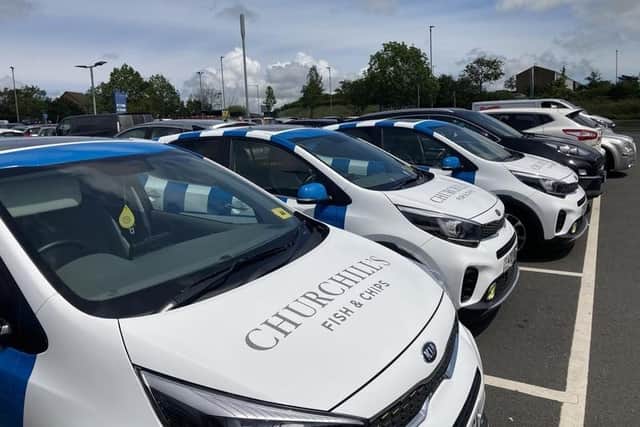 Vans at Churchill's Fish & Chips at Eastbourne's Langney Shopping Centre