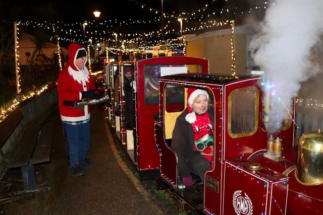 Hastings Miniature Railway Christmas light train. Photo by Kevin Boorman.