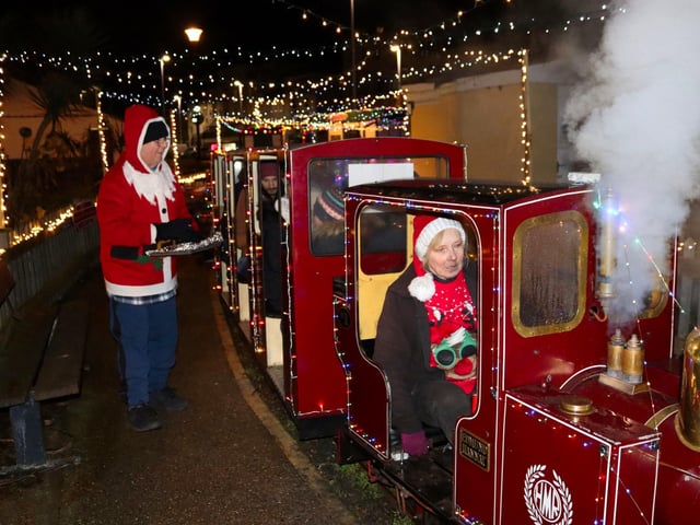 Hastings Miniature Railway Christmas light train. Photo by Kevin Boorman.