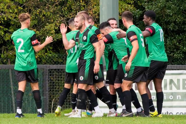 Burgess Hill Town's players were among the goals - and celebrations - as they beat Faversham 4-1 | Pictures: Chris Neal