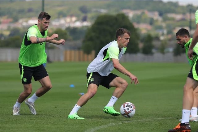 Albion midfielder Solly March goes on the attack