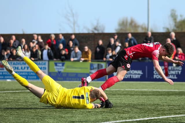 All fall down: Eastbourne Borough take on Hemel Hempstead at Priory Lane | Picture: Andy Pelling