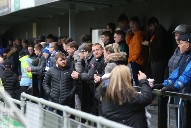 Hartlepool United supporters in anticipation as Pools took on Harrogate Town at the Envirovent Stadium. (Credit: Mark Fletcher | MI News)