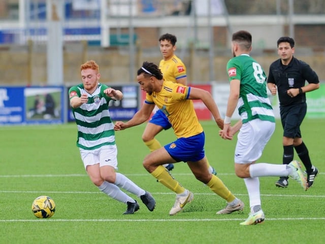 Action from Lancing's win over Corinthian in the Isthmian south east division
