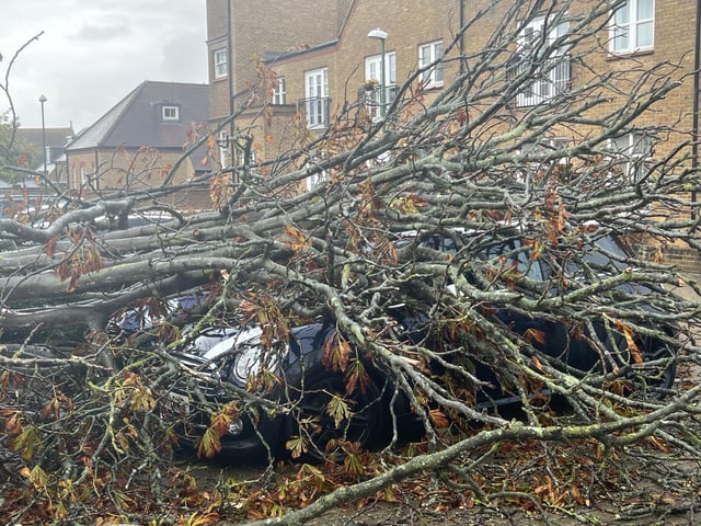 Brighton, Chichester, Worthing, Hastings, Eastbourne and Shoreham (pictured) and other places across the county have all been affected by the heavy rain and winds brought by Storm Claudio.