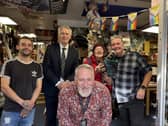 Danny Dawes (front) with the High Sheriff of West Sussex Gary Shipton and some of the Grandads Front Room team. Photo: contributed