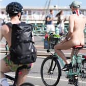 Cyclists at last year's Brighton Naked Bike Ride. Photo by Eddie Mitchell