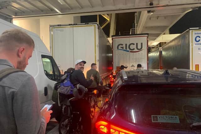 A stag do stranded in Amsterdam after their flight was cancelled went on an epic 230-mile mission home - and were forced to buy bkes from locals to catch the ferry back. Photo: Alex Sisan / SWNS