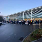 The queues at Aldi in Crawley. Picture by Alfie Simms