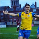 Frankie Chappell celebrates his Eastbourne Town goal versus Alfold | Picture: Josh Claxton