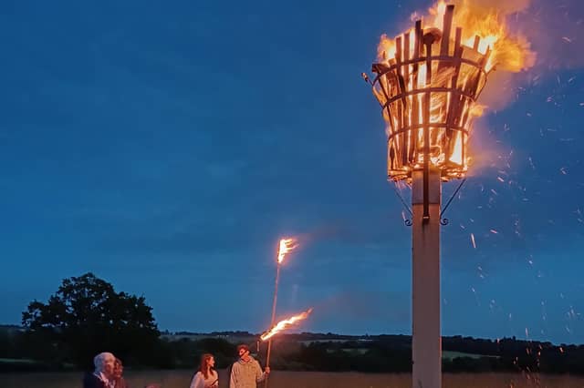 Villagers watched the lighting of the Jubilee beacon in Staplefield on Thursday, June 2