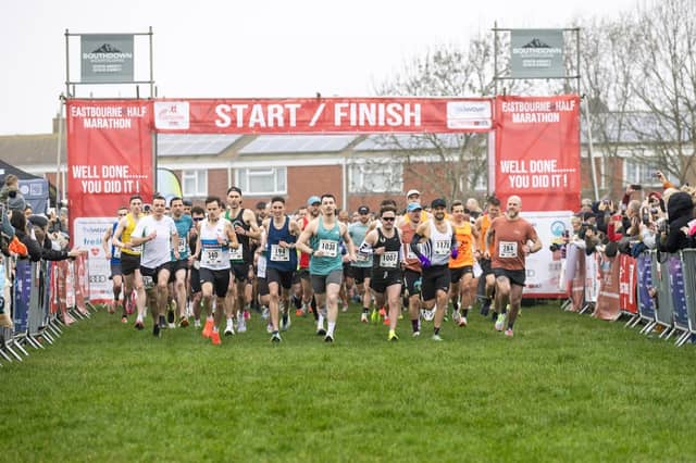 Medals, top 3s, sponsors and a variety from the course of this year's Eastbourne Half Marathon