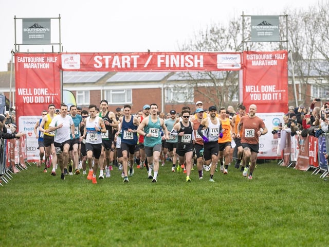 Medals, top 3s, sponsors and a variety from the course of this year's Eastbourne Half Marathon
