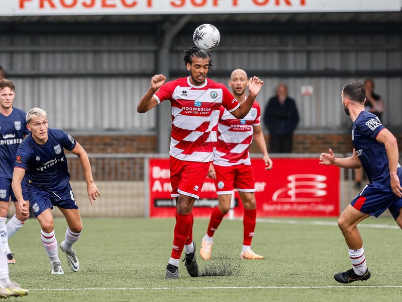 Images from Eastbourne Borough's 2023-24 season opener, a 1-0 National South home win over Hampton and Richmond