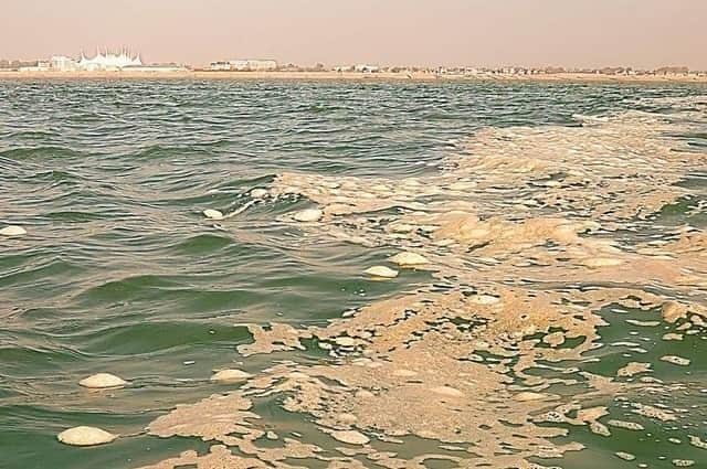 A two mile trail of what appeared to be sewage covering the sea off the Bognor coast in 2021 (Image copyright: Paul Boniface)
