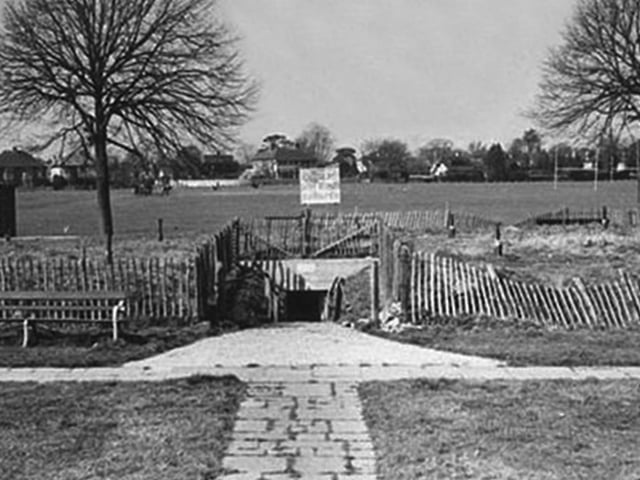 The air raid shelter on Broadwater Green, now used by Worthing Fire Station for training exercises