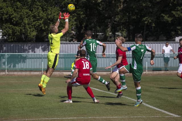Action from Chichester City's FA Cup preliminary round victory over Knaphill. Picture by Neil Holmes