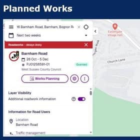 Phase one of the planned A29 roadworks are scheduled to begin next week, running from October 26 to December 5. Photo: West Sussex Highways.