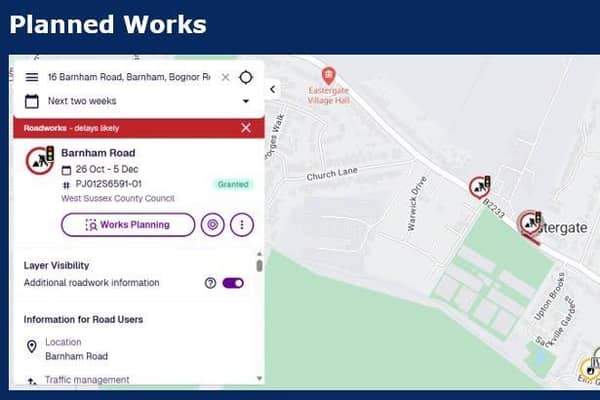 Phase one of the planned A29 roadworks are scheduled to begin next week, running from October 26 to December 5. Photo: West Sussex Highways.