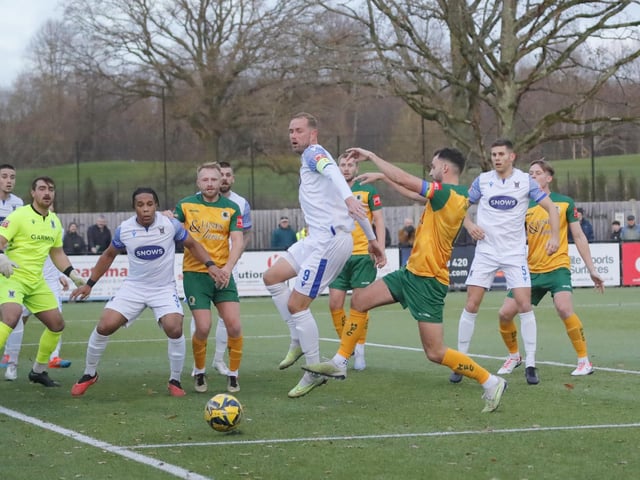 FA Trophy action between Horsham and AFC Totton