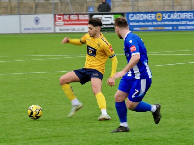 Action from Lancing FC's 1-0 home loss to East Grinstead Town in the Isthmian south east division