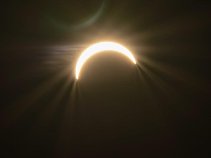 The partial solar eclipse.
