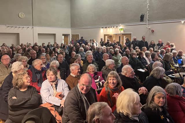 Around 400 people attended a meeting in Pulborough to hear a timetable for reopening the A29 which has been shut for two months following a landslide