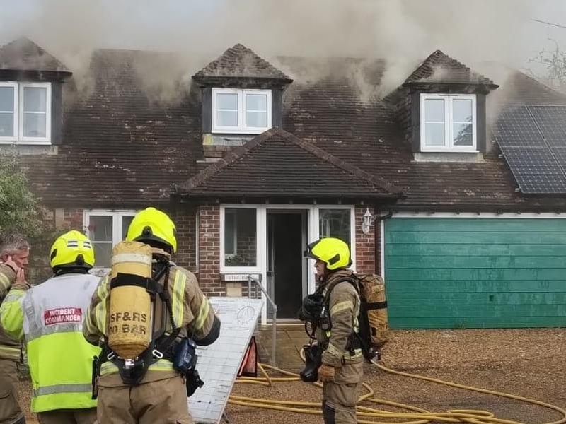 West Sussex Fire & Rescue Service were called to a house fire caused by a lightning strike in School Close, Fittleworth.
