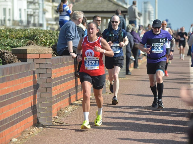 Images from the finish area at the 2026 Hastings Half Marathon