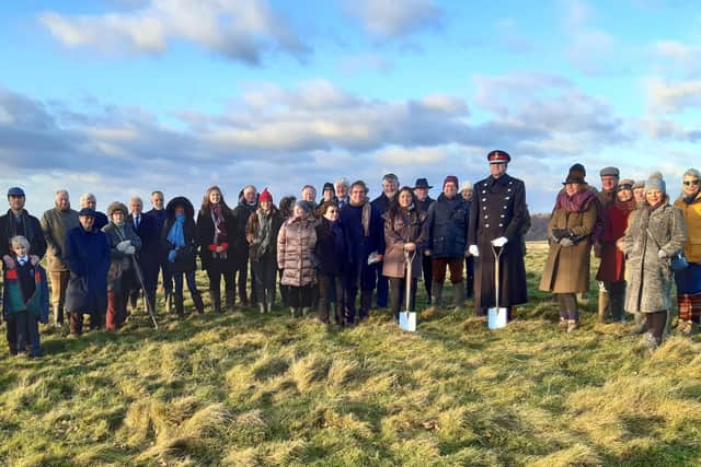 Eridge Estate near Tunbridge Wells – large group photo ceremony with the Lord-Lieutenant of East Sussex, Nusrat Ghani MP and the Marquess of Abergavenny to plant two elm trees in December 2021