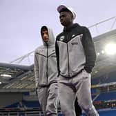 Jakub Moder and Carlos Baleba are on the Brighton bench for the visit of Roma. (Photo by Mike Hewitt/Getty Images)