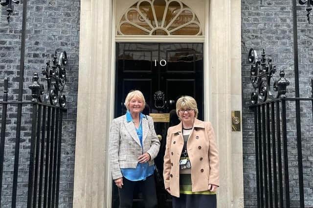 Maria Caulfield, MP for Lewes, welcomes Friends of Bishopstone Station to No. 10 to meet Prime Minister