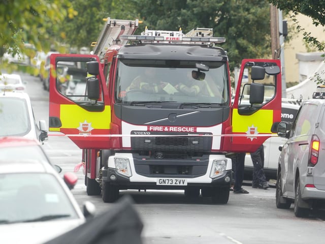 Emergency services at the scene of the fire. Picture: Eddie Mitchell