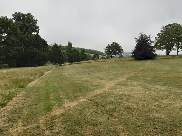 You come into an open area of grassland. This is the view south. From here, like the first section I walked, The Brighton and Hove Way follows footpaths that are not the obvious ones!
