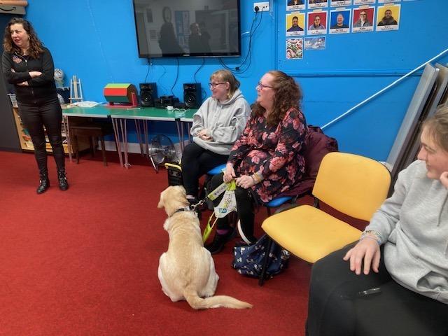 Comedians Chris McCausland and Jon Long with Sight Support Worthing volunteers and members at the charity's centre in Rowlands Road