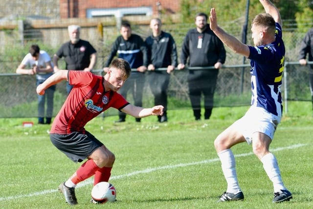 Action from Wick's win over Godalming in the semi-final of the SCFL Division 1 play-offs at Crabtree Park