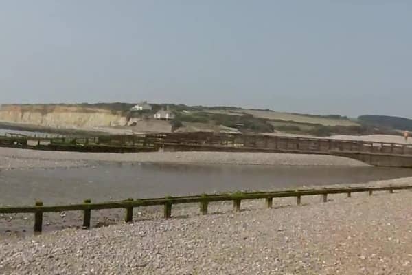 Episode 5 of 3 Body Problem was partially filmed at Cuckmere Haven Beach near the Seven Sisters cliffs. Photo: Google Street View