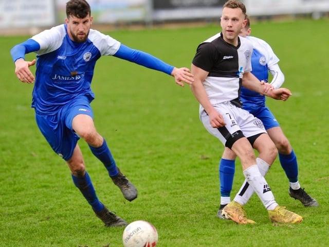 Action from Shoreham's 1-0 win over East Preston at Middle Road in division one of the SCFL
