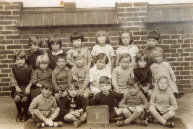 Southwick Green School infants in 1929, with Ted second right in the front row