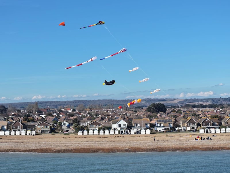 Some eye-catching kites have been pictured on Goring beach in West Sussex.