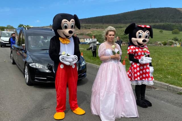 Mourners dressed up as Mickey and Minnie Mouse and a Disney princess led Jade’s cortege through her community.