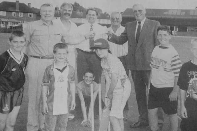 New artificial wicket at Roffey Cricket Club in 1994