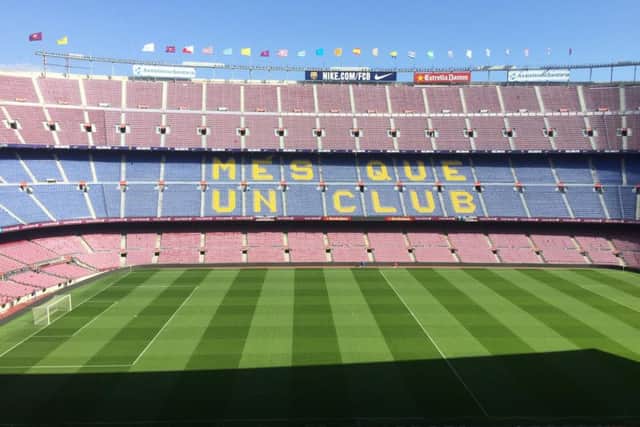 Students took a tour of Barcelona's Nou Camp stadium during the trip.