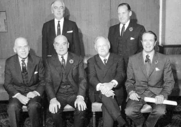 Sir Robin Hooper (seated, left) at a reunion of No 161 Squadron pilots in the 1960s. Picture courtesy of Tangmere Military Aviation Museum