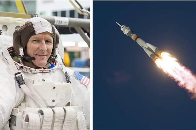 Tim Peake spent six months in space, flying up in a Soyuz TMA-19M rocket (right) in December 2015. Picture: NASA