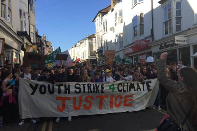 Hundreds of students marched through the city