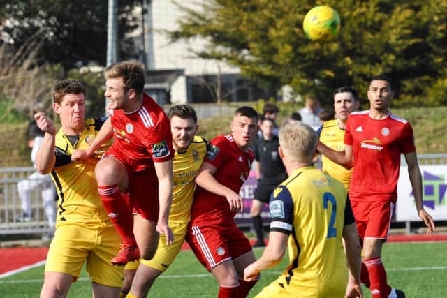 Action from Worthing v AFC Hornchurch.