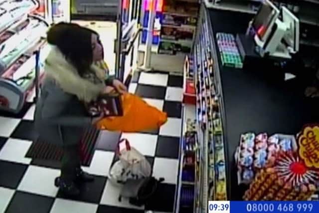 CCTV footage of Georgina at Clifton Food and Wine in Clifton Road, Worthing, on March 7