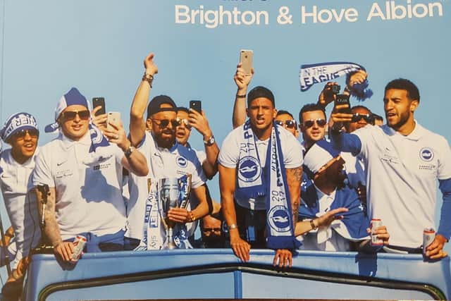 The front cover of JJ Waller's Brighton & Hove Albion book