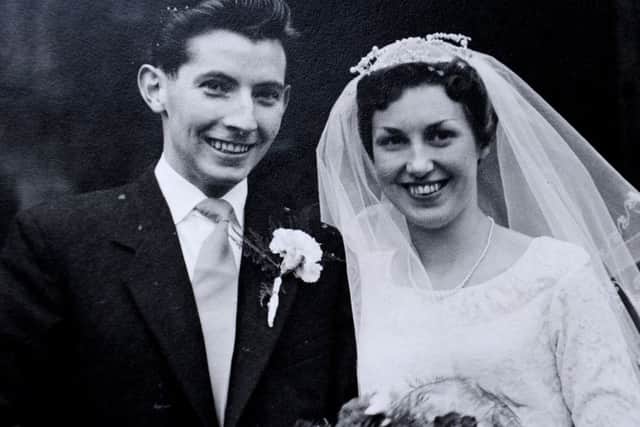 Fred and Pat on their wedding day, December 7, 1957